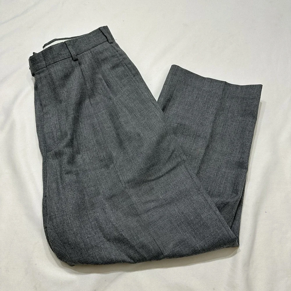 Tommy‎ Hilfiger Mens Relaxed fit Wool Dress Pants Grey Solid